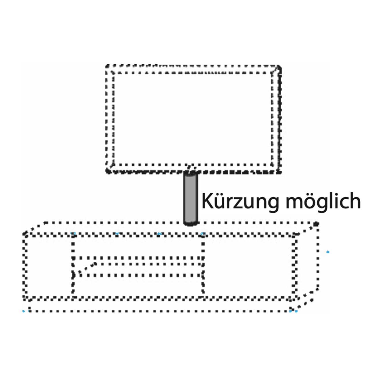 Hartmann CAYA - Kabelkanal 7170-1089 Strichzeichnung eines Lowboards mit Kabelkanal zum Wandfernseher inkl. Hinweistext am Kabelkanal: Kürzung möglich