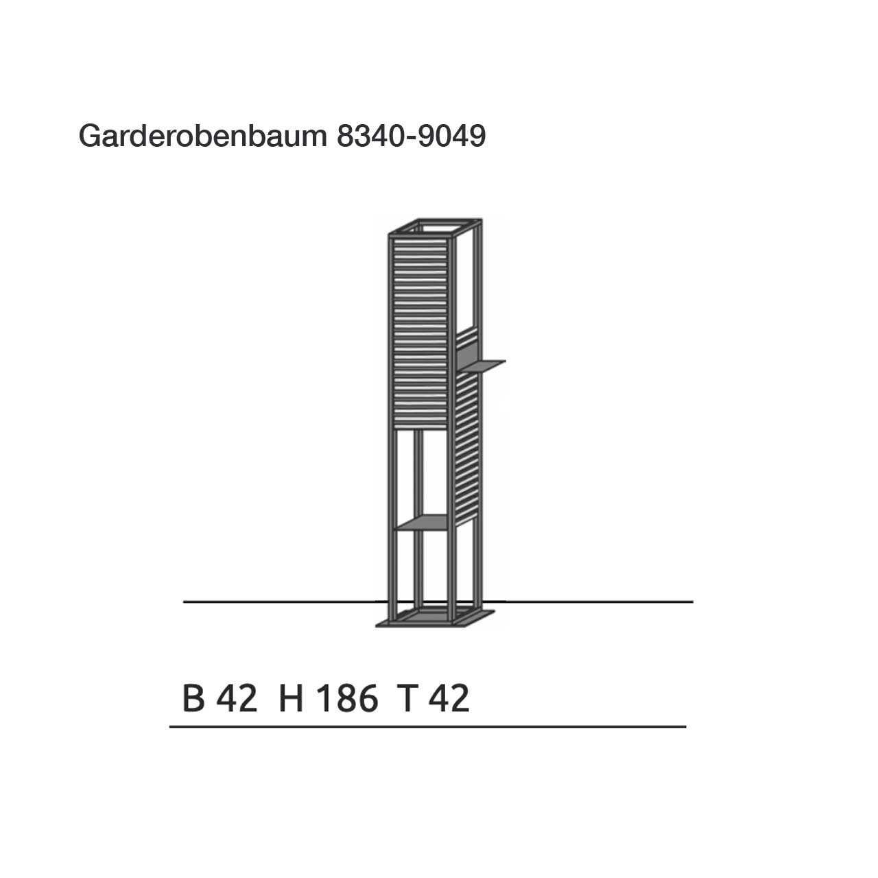 Hartmann Schöner Wohnen - Garderobe YONNA - Garderobenbaum 8340-9049 - Skizze