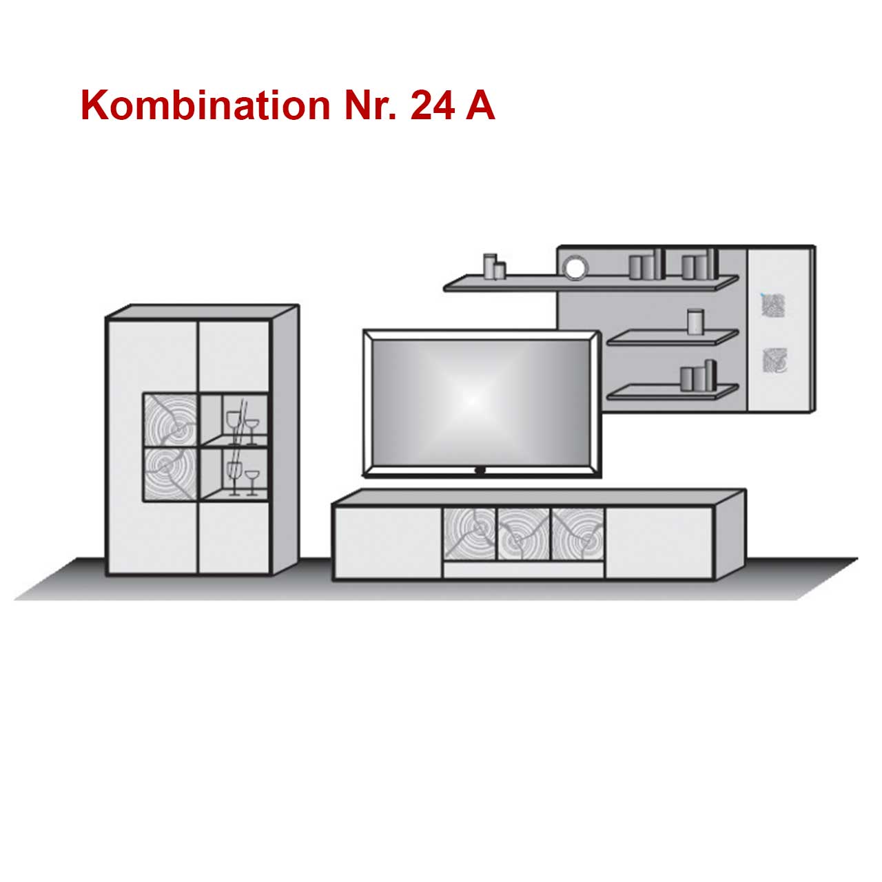 Hartmann Möbel CAYA - Wohnwand 7170 Nr. 24 A - Skizze