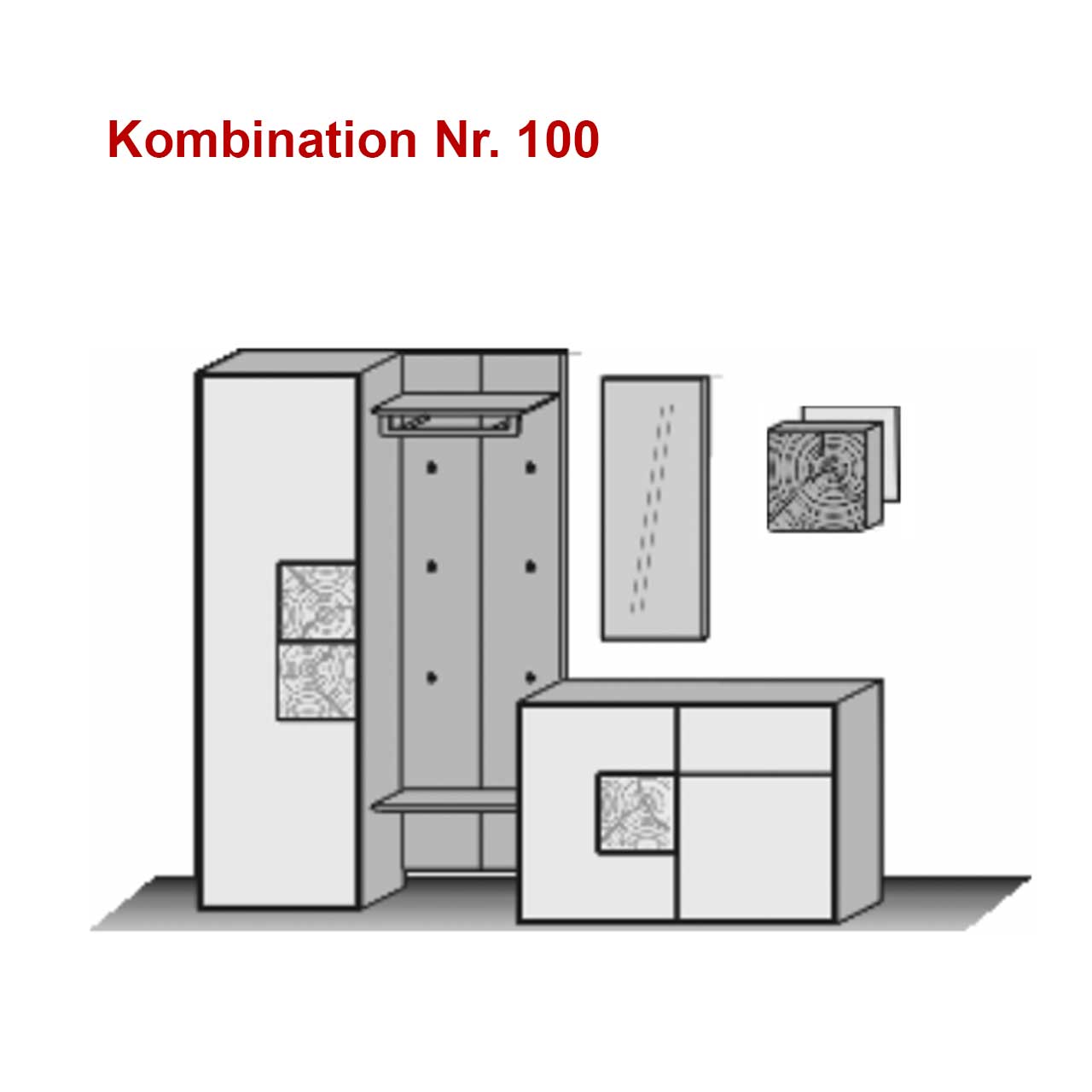 Hartmann Caya - Garderobe 7140 Nr. 100 - 5teilig - Skizze