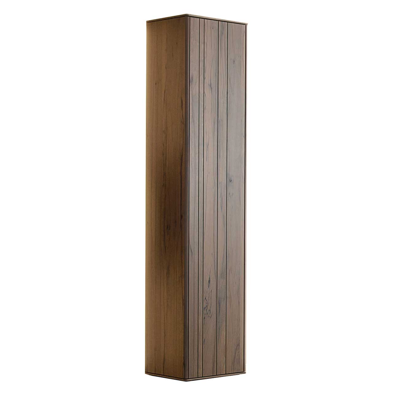 Hartmann AUDRA - Standelement 5610-0048 - Türanschlag rechts Moderner Hochschrank aus massiver dunkelbrauner Altholzbuche Uyaa - Fronten mit sichtbarer edler Holzmaserung.